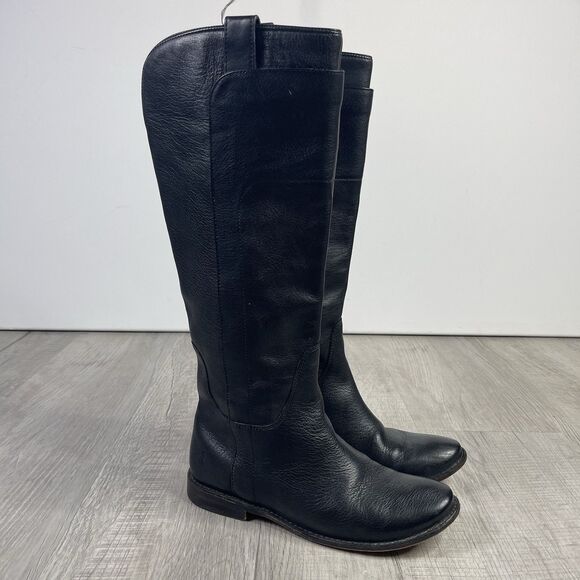 Frye Paige Tall Riding Leather Boots Black Cowgirl Western Women’s Size 6.5 B K - Picture 5 of 14